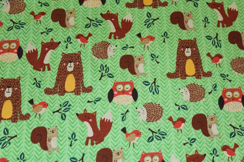 Badges Flannel, Bear Flannel Fabric, Patches Print Woodland Fabric